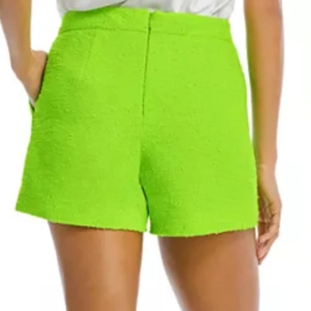 L'AGENCE Ashton Tweed Shorts in Lime Green NWT - Picture 2 of 8
